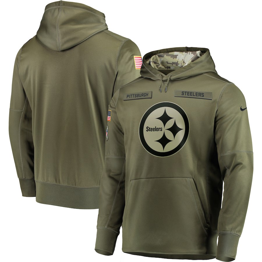 Men Pittsburgh Steelers Nike Olive Salute To Service KO Performance Hoodie Green->minnesota vikings->NFL Jersey